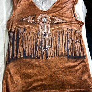 BEAUTIFUL WESTERN SCREEN-PRINT TANK TOP 2XL